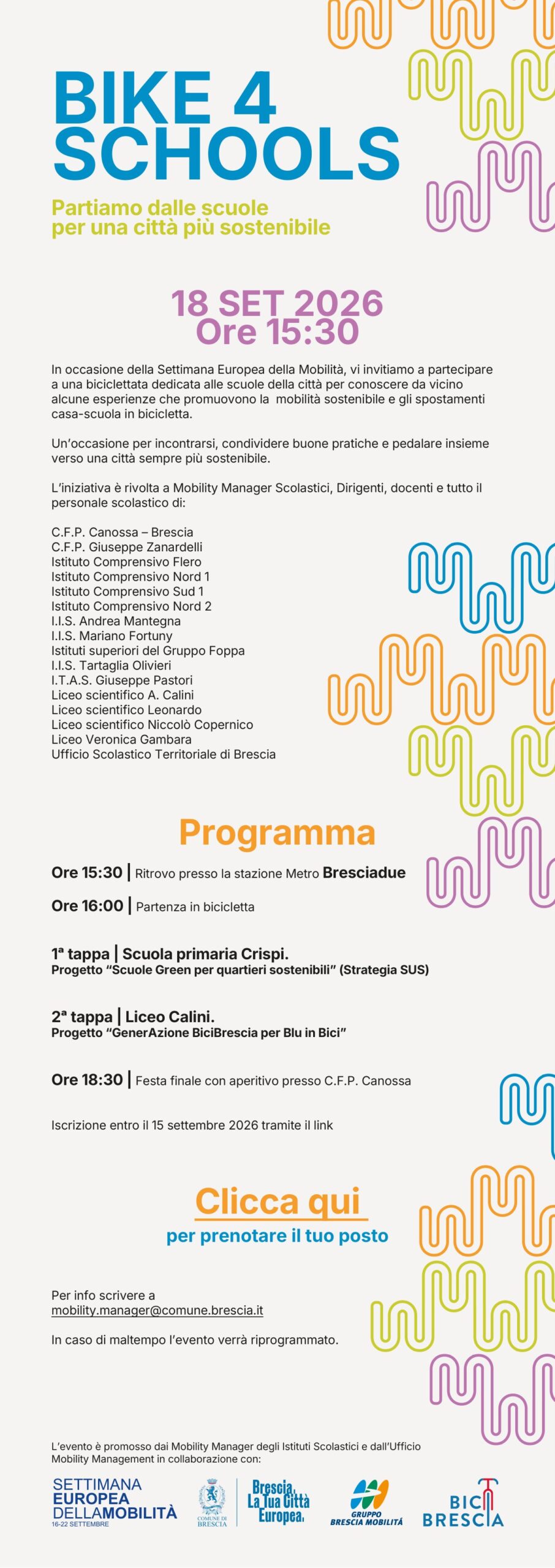 Locandina Bike 4 Schools - 18 settembre 2026